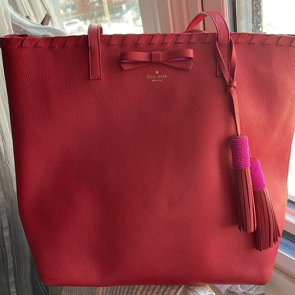 KATE SPADE Red Tote with tassels and bow - Picture 4 of 17